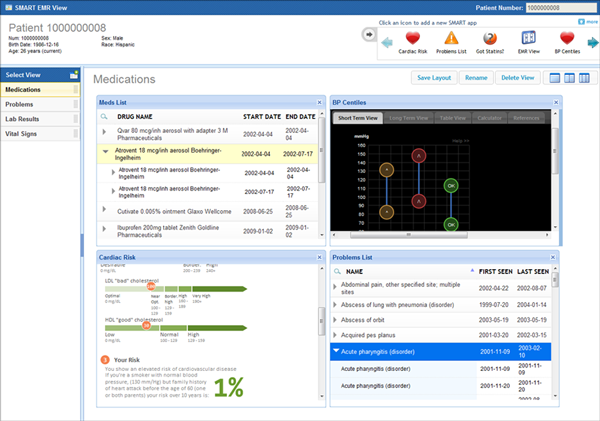SMART i2b2 patient-centered view